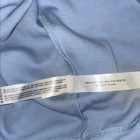 Denim & Flower Light Blue Crewneck Sweatshirt Short Sleeve - Picture 8 of 10